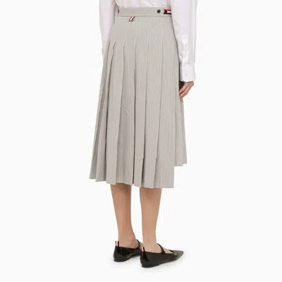 Shop Thom Browne Striped Cotton Midi Skirt For Women In Grey