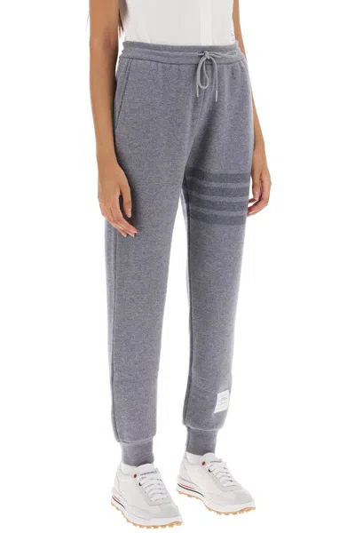 Shop Thom Browne Women's Loop-back Wool Knit Joggers With 4-bar Motif In Grey