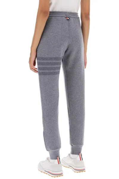 Shop Thom Browne Women's Loop-back Wool Knit Joggers With 4-bar Motif In Grey