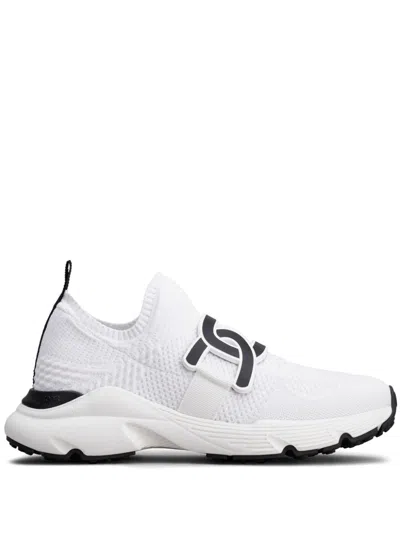 Shop Tod's White Knit Slip-on Sneakers For Women
