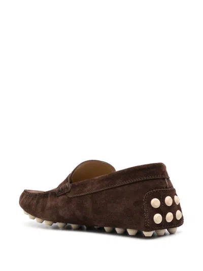 Shop Tod's Men's Brown Nubuck Driving Loafers With Timeless Design