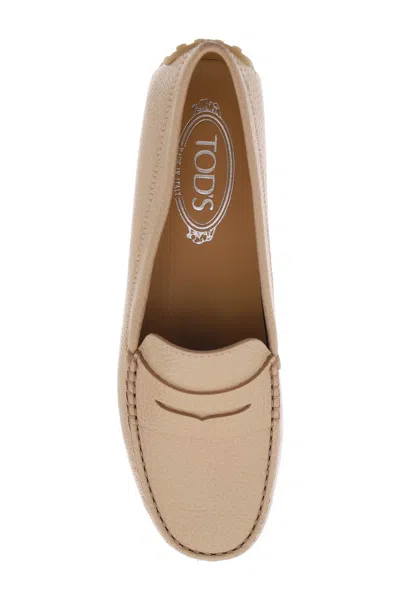 Shop Tod's Grained Leather Loafers With Monogram Detail For Women Ss24 In Grey