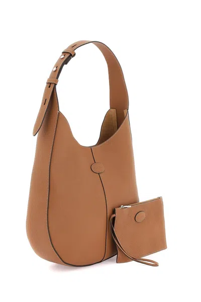 Shop Tod's Sophisticated Grained Leather Hobo Handbag For Women In Brown