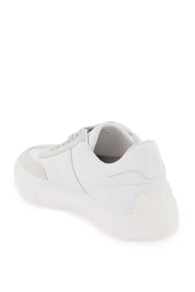 Shop Tod's Men's White Leather Sneakers With Suede Details And Embossed Monogram
