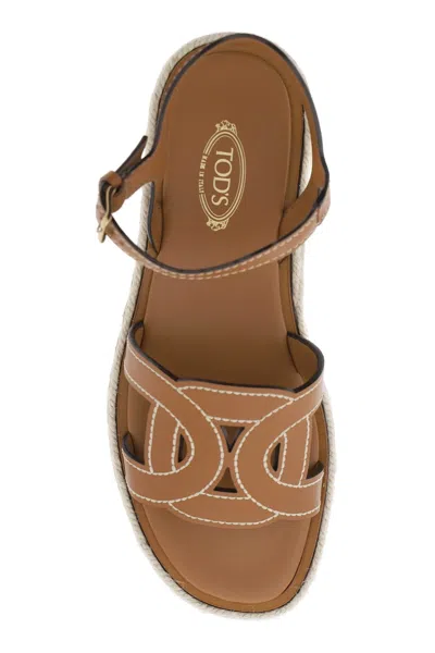 Shop Tod's Sophisticated Platform Espadrille Sandals For Women In Brown