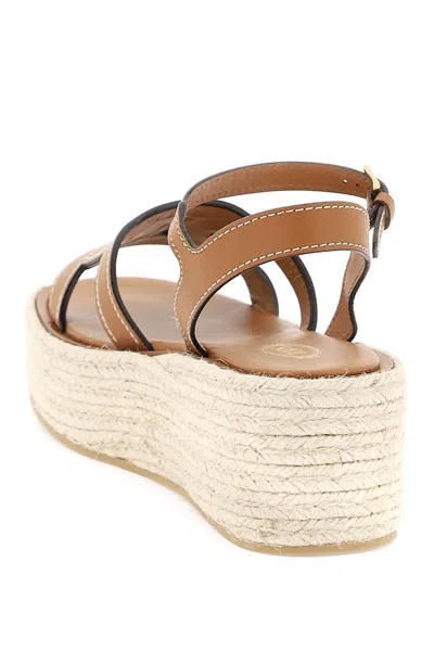 Shop Tod's Sophisticated Platform Espadrille Sandals For Women In Brown
