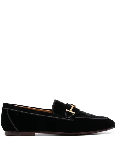 Shop Tod's Versatile Black Velvet Loafers For Women