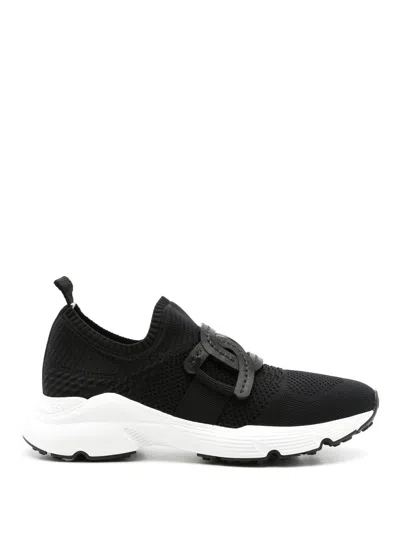 Shop Tod's Women's Black Tech Fabric Chain-link Sneakers For Ss24