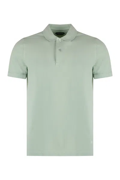 Shop Tom Ford Green Short Sleeve Cotton Polo Shirt For Men