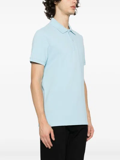 Shop Tom Ford Cotton Piqué Polo Shirt In Clear Blue