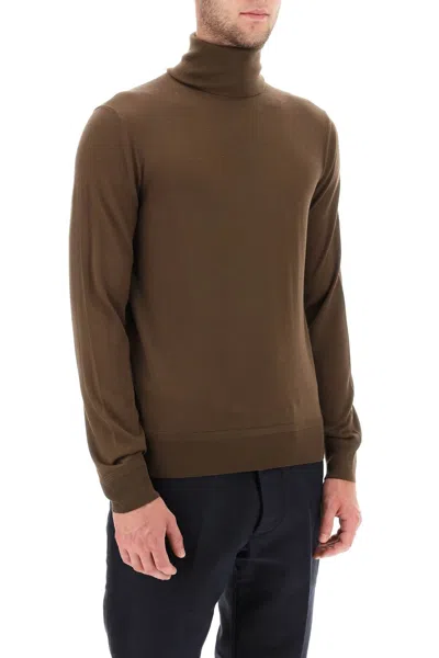 Shop Tom Ford Fine Wool Turtleneck Sweater For Men In Brown