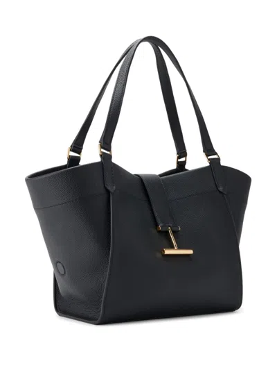 Shop Tom Ford Grained Black Leather Tote Handbag For Women