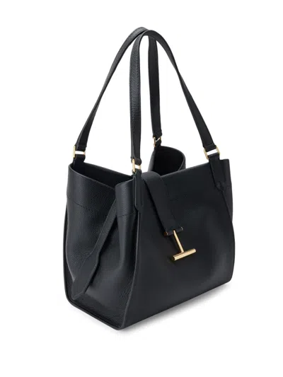 Shop Tom Ford Grained Black Leather Tote Handbag For Women