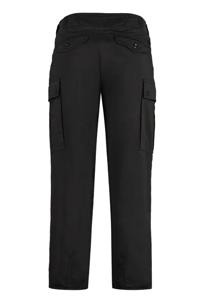 Shop Tom Ford Stretch Cotton Cargo Trousers With Side Slits In Black