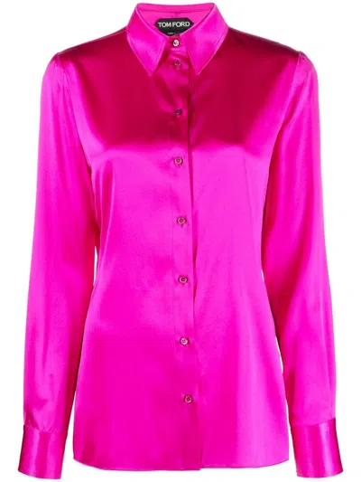 Shop Tom Ford Hot Pink Satin Shirt For Women