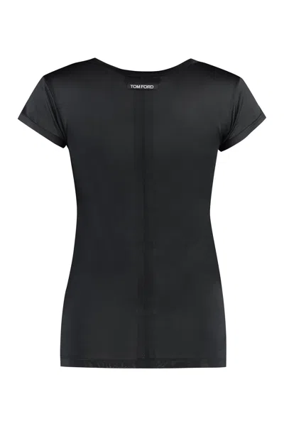 Shop Tom Ford Luxurious Black Silk T-shirt For Women