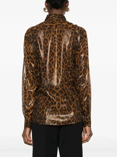 Shop Tom Ford Leopard Print Silk Shirt In Brown