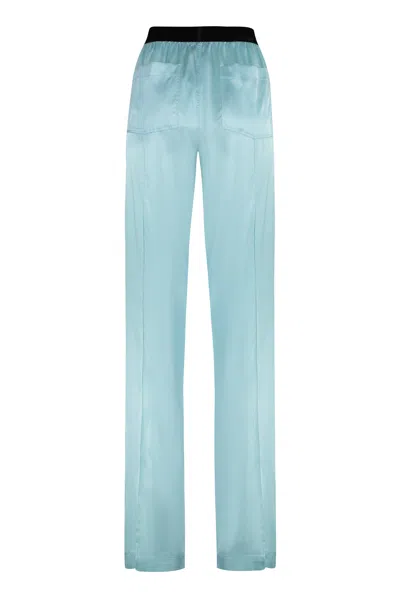 Shop Tom Ford Stylish Black Silk Palazzo Pants For Women In Light Blue