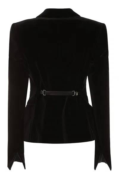 Shop Tom Ford Luxurious Black Velvet Blazer For Women With Satin Lapel Collar And Slit Cuffs