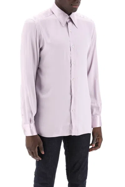 Shop Tom Ford Men's Silk Charmeuse Blouse Shirt In Pink