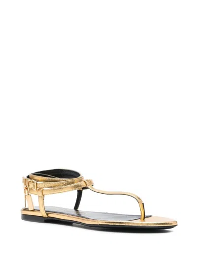 Shop Tom Ford Luxury Gold-tone Thong Strap Sandals For Women In Yellow