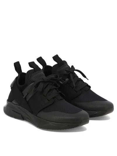 Shop Tom Ford Men's Black Jago Sneakers For Ss24 Collection