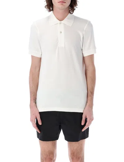 Shop Tom Ford Men's Cotton Blend Towelling Polo In Crystal Blue In White