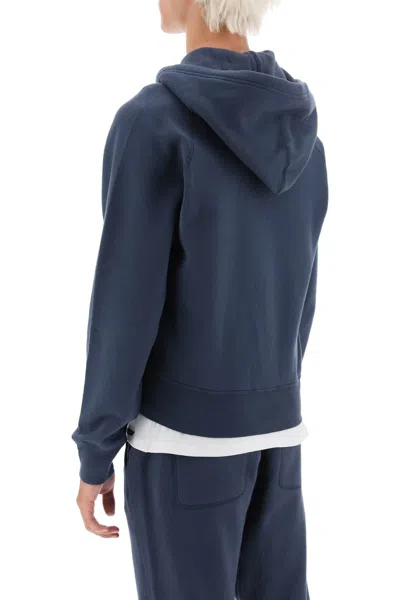Shop Tom Ford Men's Black Cotton Full Zip Hoodie For Ss23 In Blue