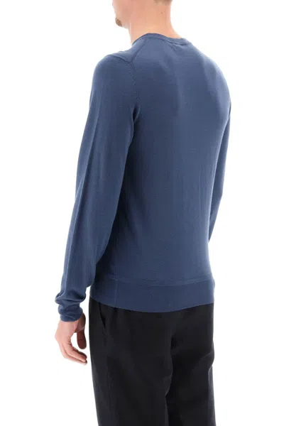 Shop Tom Ford Men's Light Silk-cashmere Sweater In Blue For Spring/summer 2024