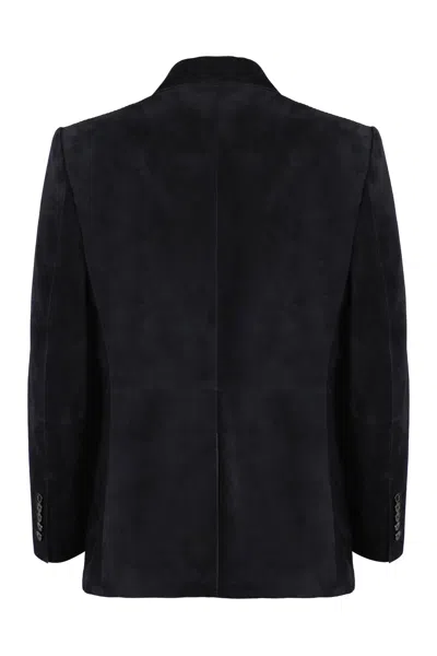 Shop Tom Ford Navy Single-breasted Two-button Jacket For Men In Blue