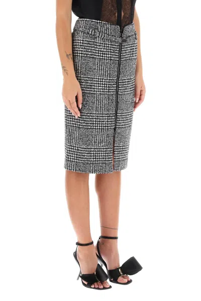 Shop Tom Ford Multicolor Houndstooth Skirt With Coordinated Waist Belt