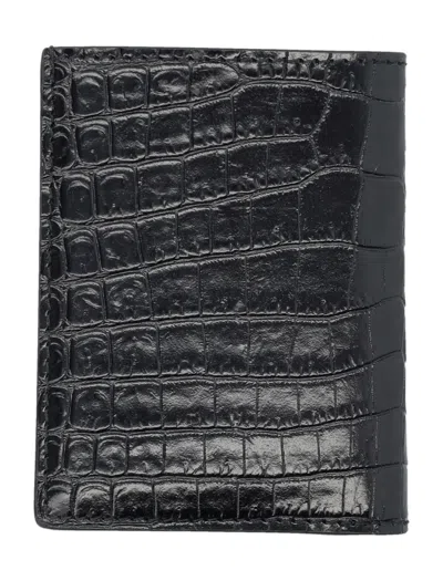 Shop Tom Ford Printed Croc Folding Wallet For Men In Black