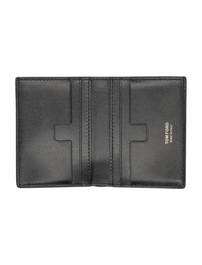 Shop Tom Ford Printed Croc Folding Wallet For Men In Black