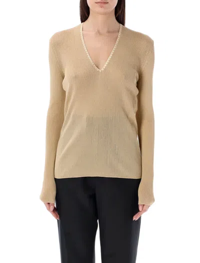 Shop Tom Ford Shiny V-neck Top For Women In Rum Gold In Rum_gold