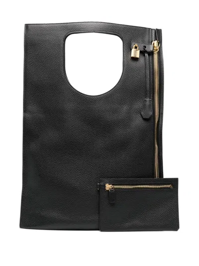 Shop Tom Ford Sleek Black Leather Tote Handbag For Women In Fw23 Fashion Season