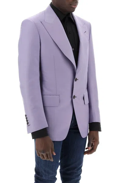 Shop Tom Ford Slim Fit Purple Wool And Silk Blend Blazer Ss24