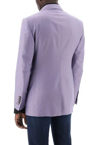 Shop Tom Ford Slim Fit Purple Wool And Silk Blend Blazer Ss24