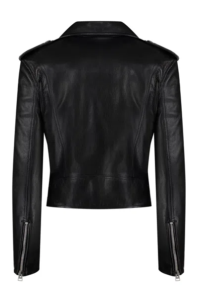 Shop Tom Ford Ss24 Black Leather Jacket For Women