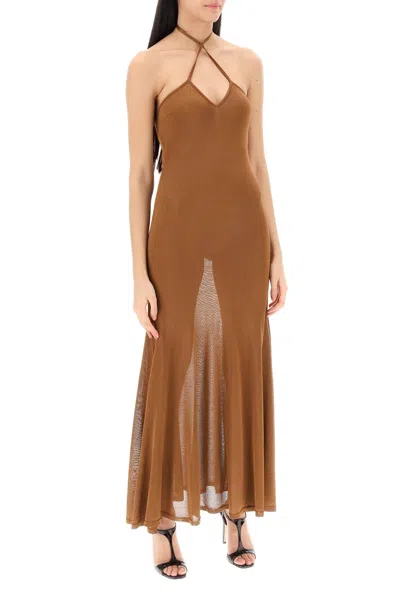 Shop Tom Ford Stylish Knit Halter Maxi Dress For Women In Brown