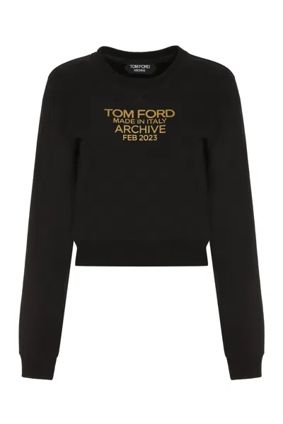 Shop Tom Ford Women's Black Cotton Crew-neck Sweatshirt For Fw23