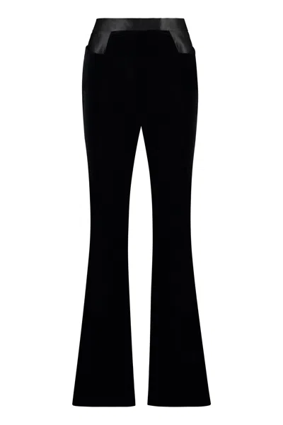 Shop Tom Ford Women's Satin Velvet Trousers With Back Welt Pockets In Black