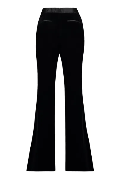 Shop Tom Ford Women's Satin Velvet Trousers With Back Welt Pockets In Black