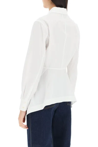 Shop Tory Burch Asymmetrical Cotton Poplin Shirt For Women In White