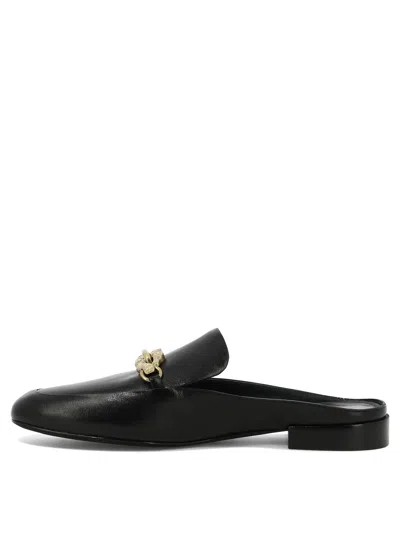 Shop Tory Burch Black Leather Mule Slippers For Women