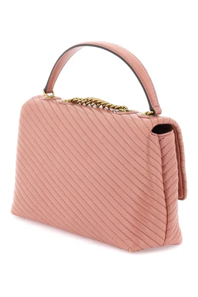 Shop Tory Burch Luxury Leather Matelasse Moto Shoulder Handbag For Women In Pink