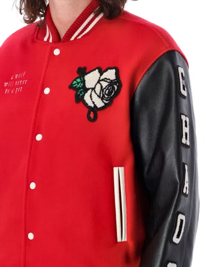 Shop Undercover Men's Varsity Bomber Jacket In Red For Fw23 Season