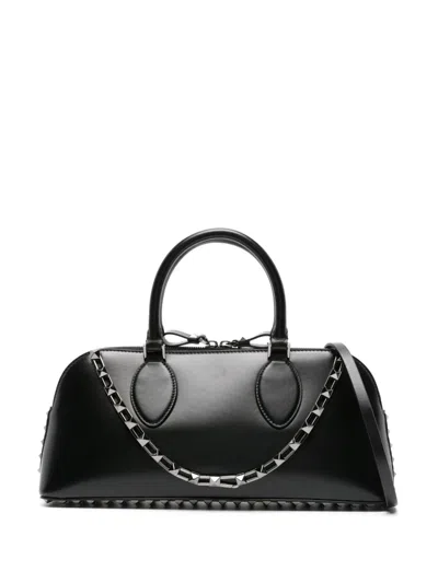 Shop Valentino Black Rockstud Embellished Tote Handbag For Women In Nero