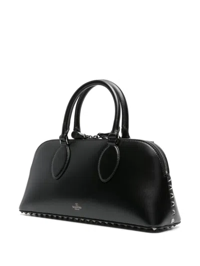 Shop Valentino Black Rockstud Embellished Tote Handbag For Women In Nero