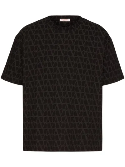 Shop Valentino Black Toile Iconographe Cotton T-shirt For Men