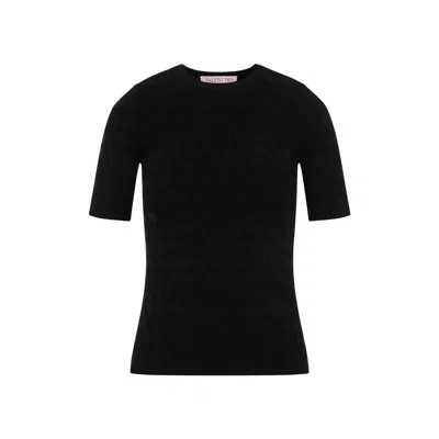 Shop Valentino Black Viscose Sweater For Women With Ribbed Detailing